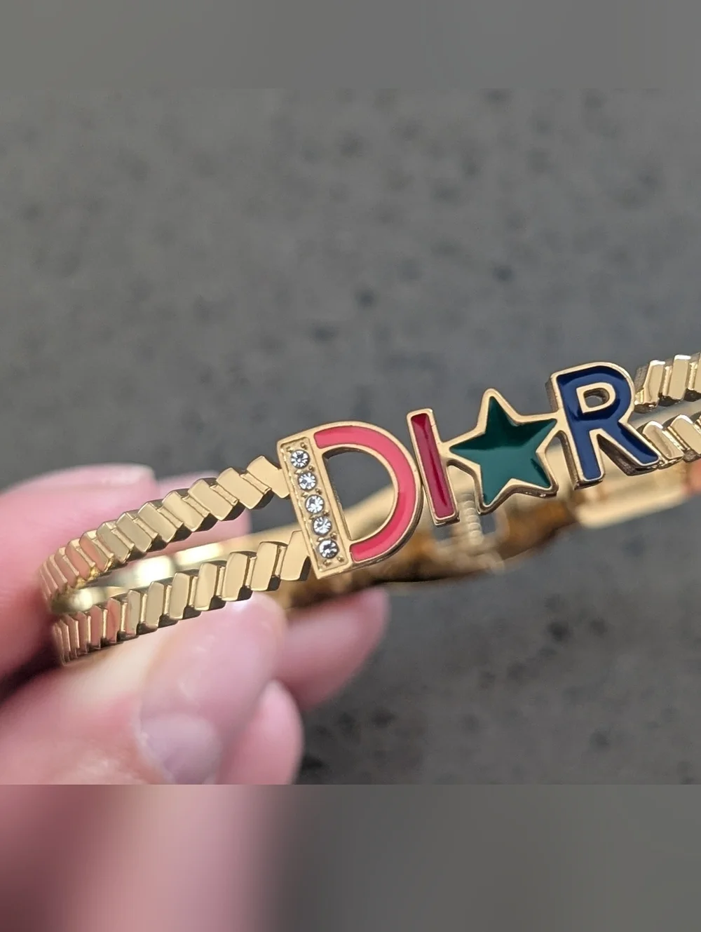 Gold-Tone Multicolor Letter & Star Bracelet DI🌟R - Picture 2 of 10